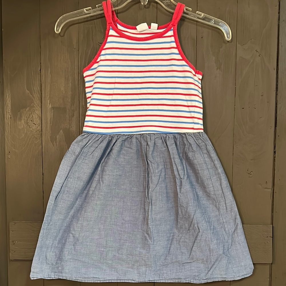 Striped Red and Blue Kids summer dress  chambray skirt